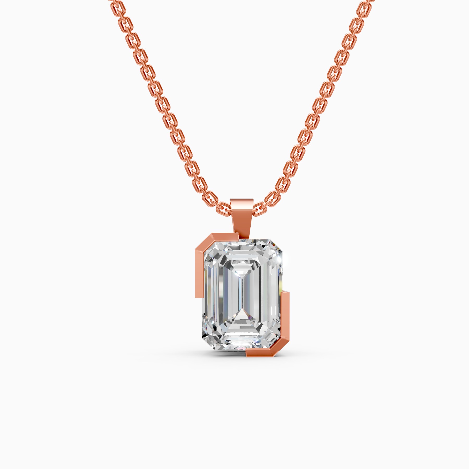Timeless Emerald Cut Solitaire Diamond Necklace